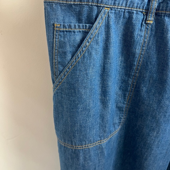 Anthropologie Pilcro Size 26W (3X) Wide-Leg 100% Cotton Denim Jumpsuit Overalls - Picture 6 of 16